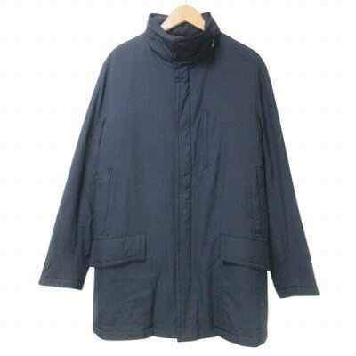 【中古】アレグリ allegri 中綿ライナー コート ナイロン ジップアップ インフード スタンドカラー ミドル丈 48 L 黒 ブラック IBO46 X メンズ 【ベクトル 古着】 250717