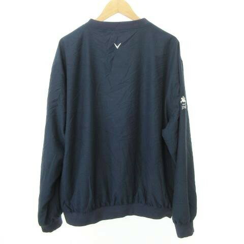 【中古】キャロウェイ CALLAWAY 美品 トレーナー 長袖 ロゴ Vネック 薄手 ゴルフ ウエア Lサイズ 紺 ネイビー ■MET1 メンズ 【ベクトル 古着】 250724