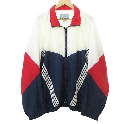 【中古】ソラーレスポルタ SOLARE SPORTA 古着 ナイロン ジャケット ブルゾン スポーツ カジュアル L トリコロールカラー ■MET1 メンズ 【ベクトル 古着】 250728