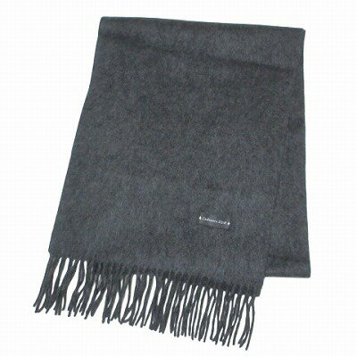 【中古】カシミヤスター CASHMERE STAR 美品 カシミヤ マフラー フリンジ 無地 ダークグレー X レディ..