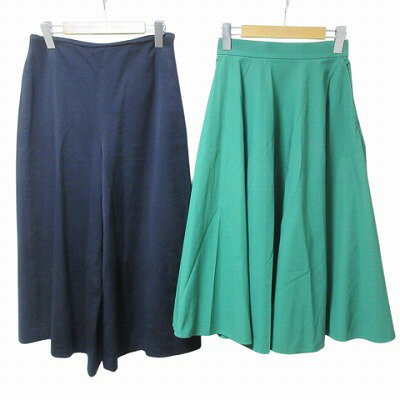 【中古】ユナイテッドアローズ UNITED ARROWS 2点セット まとめ ワイドパンツ スカート ミモレ丈 フレア 36 S相当 40 L相当 紺 緑 ■G...