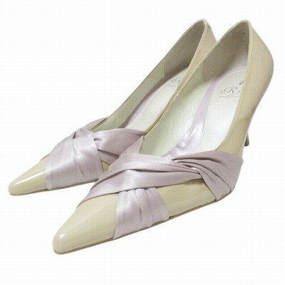 【中古】リズラフィーネ Riz raffinee パンプス ヒール ポインテッドトゥ リボン 靴 23.5cm ベージュ ピンク X レディース 【ベクトル 古着】 250725(4)