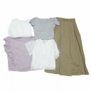 【中古】ナイスクラップ NICE CLAUP クラシカルエルフ 春夏衣類 5点セット まとめ 半袖 5分袖 カットソー ロングスカート レース フリル 無地 ホワイト グレー パープル グレー X レディース 【ベクトル 古着】 250805