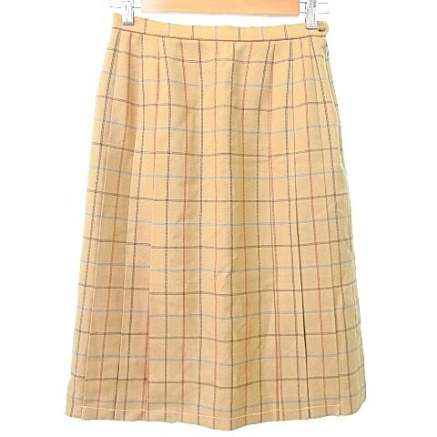 【中古】未使用品 マックレガー マクレガー McGREGOR タグ付き ひざ丈 スカート サイドプリーツ チェック 67 ベージュ A0820 レディース 【ベクトル 古着】 250820