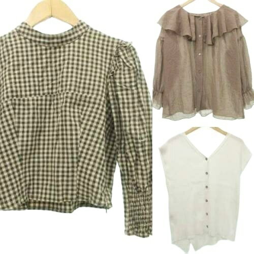 【中古】ザラ ZARA 他 トップス 3点セット おまとめ ブラウス リブニット S～F 白 ベージュ MMT レディース 【ベクトル 古着】 250904