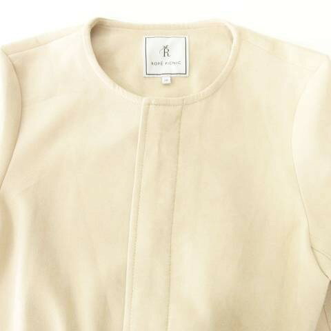 【中古】ロペピクニック ROPE Picnic コート ノーカラー スエード ベルト付き 無地 厚手 38 約Mサイズ ベージュ ■YHS3 レディース 【ベクトル 古着】 250908