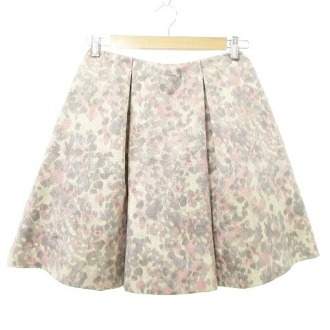 【中古】イエナ IENA 花柄 フレア スカート ミニ丈 総柄 36 ベージュ系 ■YHS5 レディース 【ベクトル 古着】 250925(4)