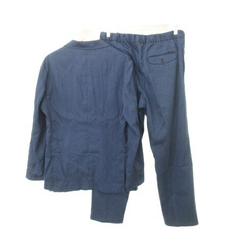【中古】パパス Papas 美品 セットアップ スーツ デニム調 ジャケット Mサイズ パンツ スラックス Lサイズ インディゴ メンズ 【ベクトル 古着】 251012