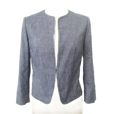 【中古】トゥモローランド TOMORROWLAND ノーカラー ジャケット 長袖 無地 薄手 36 約Sサイズ グレー ■YHS8 レディース 【ベクトル 古着】 251017