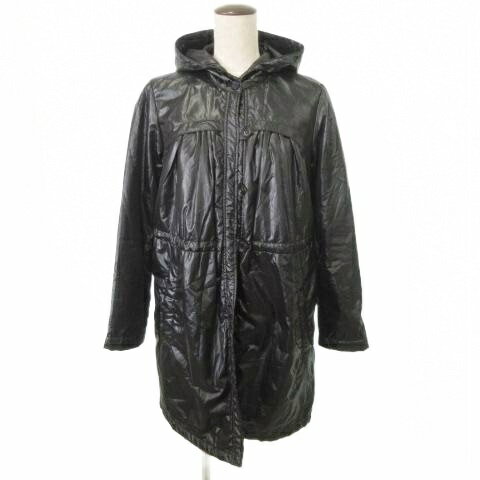 【中古】アトリエサブ ATELIER SAB 美品 ナイロン コート フード付き 長袖 無地 ボタン 薄手 38 約Mサ..