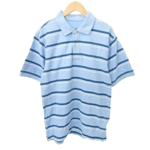 【中古】エルエルビーン L.L.BEAN 美品 ポロシャツ 半袖 ボーダー サイドスリット ...