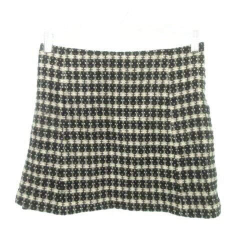 【中古】マリークワント MARY QUANT 美品 ミニ スカート 台形 ウール 総柄 厚手 Mサイズ 黒 ブラック ■YHS7 レディース 【ベクトル 古着】 251108
