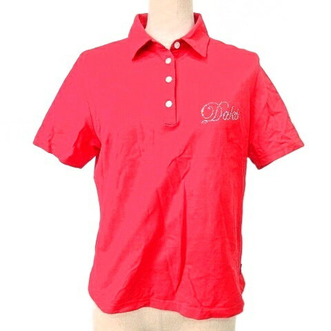 【中古】ダックス DAKS ポロシャツ 半袖 スパンコールロゴ 40 M〜L相当 赤 レッド ■YHS2 A1120 レディ..