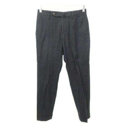 【中古】エディフィス EDIFICE パンツ スラックス 無地 ロールアップ 薄手 42 XS〜Sサイズ 紺 ネイビー..