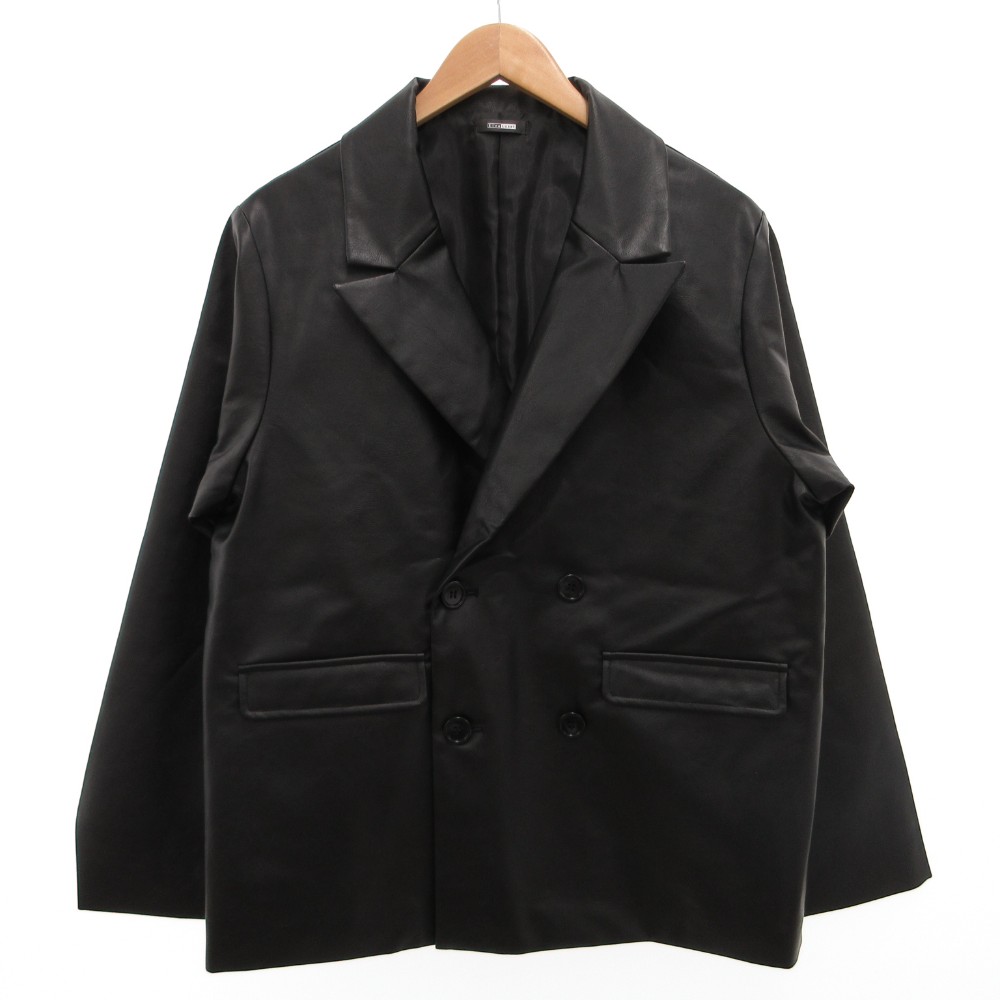 【中古】美品 エルノロゼット Ellno Loset フェイクレザー ジャケット テーラード ダブルブレスト S 黒 ブラック /SD ORG メンズ 【ベクトル 古着】 260423