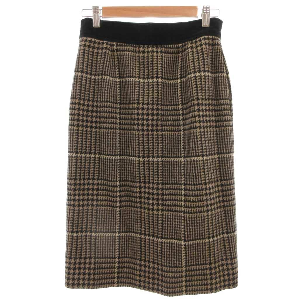 【中古】ヴァレンティノ ガラヴァーニ VALENTINO GARAVANI スカート 10 茶 ブラウン 黒 ブラック チェック柄 ひざ丈 ウエスト切り替え /KR レディース 【ベクトル 古着】 260430
