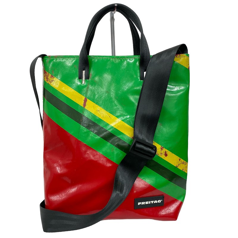 【中古】フライターグ FREITAG F202 LELAND TOTE BAG SMALL トートバッグ ショルダー 2way PVC 赤 緑 黄 黒 マルチ メンズ レディース 【ベクトル 古着】 240319