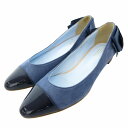【中古】オデットエオディール Odette e Odile アローズ バレエシューズ フラットパンプス リボンデザイン エナメル切替 22.0cm 青 ブルー ...