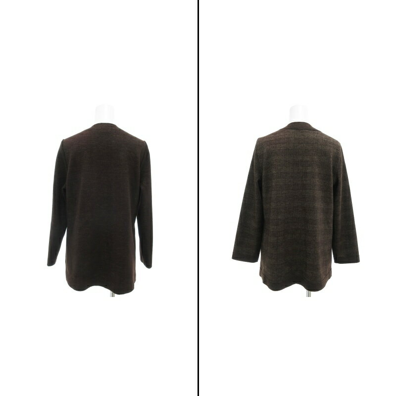 【中古】リリアンビューティ Liliane Burty 美品 リバーシブルジャケット ノーカラー チェック SP 茶 ブラウン /FF 1023 レディース 【ベクトル 古着】 241023