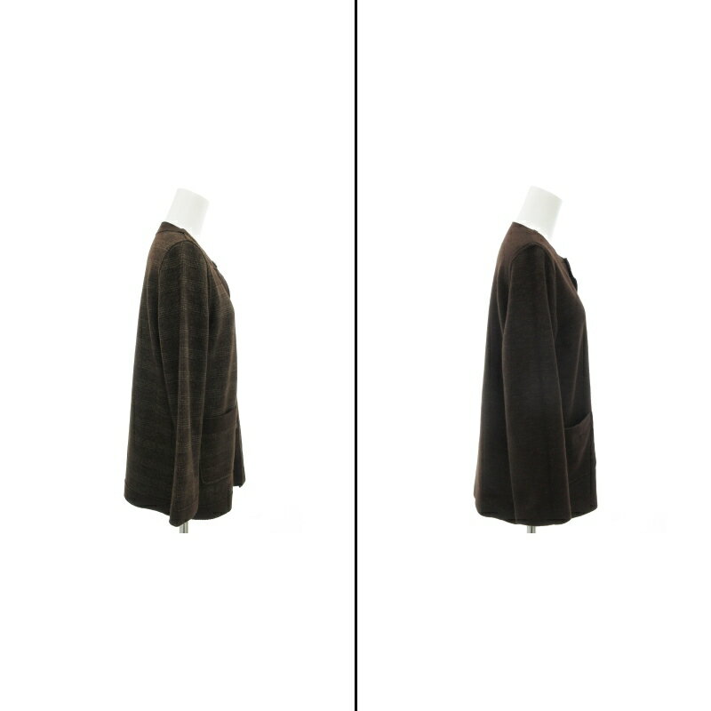 【中古】リリアンビューティ Liliane Burty 美品 リバーシブルジャケット ノーカラー チェック SP 茶 ブラウン /FF 1023 レディース 【ベクトル 古着】 241023