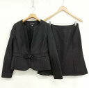 【中古】RUDIMENTI スカート スーツ セットアップ ノーカラー ジャケット ドット柄 美品 11 ブラック レディース 【ベクトル 古着】 241022
