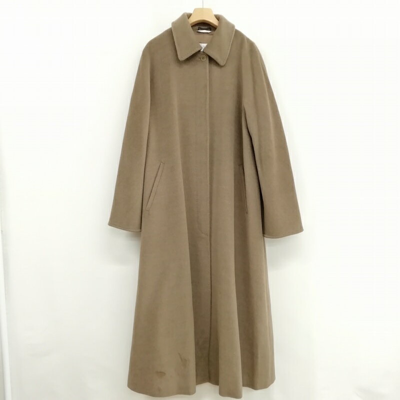 【中古】マックスマーラ MAX MARA 白タグ ウール カシミヤ ステンカラー ロング コート 42 カーキ系 レディース 【ベクトル 古着】 241216