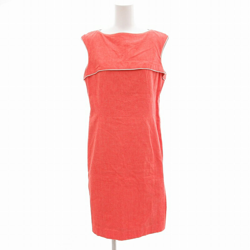 【中古】ノリコフクシマ NORIKO FUKUSHIMA ワンピース ひざ丈 リネン混 ノースリーブ 赤 レッド /AE レディース 【ベクトル 古着】 250304