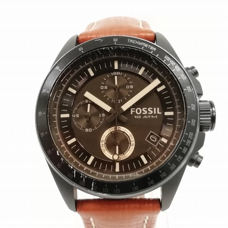 【中古】フォッシル FOSSIL CH2804 DECKER クロノグラフ クオーツ 腕時計 ブラック ブラウン メンズ 【ベクトル 古着】 250304