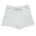 【中古】ジェラートピケ gelato pique スムーズィー ショートパンツ ルームウェア 部屋着 ボーダー ロゴ刺? ホワイト系 フリーサイズ X レディー...