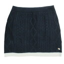 【中古】アーノルドパーマー Arnold Palmer GOLF 美品 ニットスカート ミニ AP220408H01 ゴルフウェア 大きいサイズ タイト ケーブル ワッペン ウール混 13号 LL相当 紺 白 X レディース 【ベクトル 古着】 250317(4)