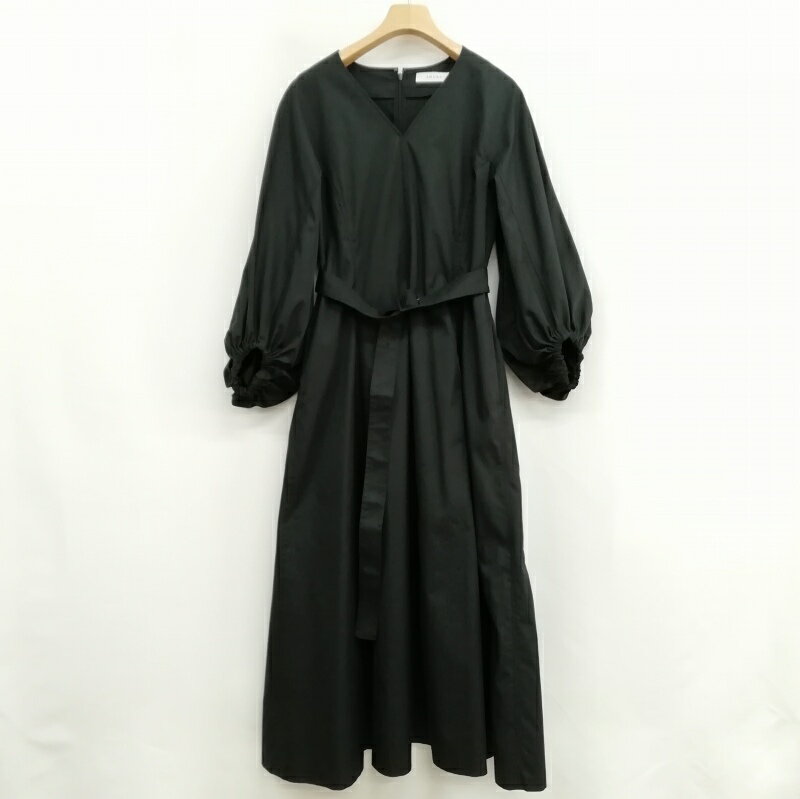 【中古】アドーア ADORE 531-2140617 22SS バーサタイルコットン ワンピース ロング フレア 36 ブラック レディース 【ベクトル 古着】 250318