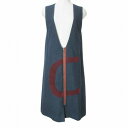 【中古】CACUMA カクマ 14AW ツイード ジャンパースカート ひざ丈 フロッキープリント ウール ネイビー ボルドー X レディース 【ベクトル 古着】...