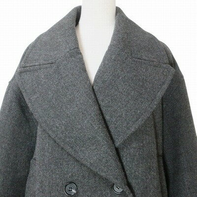【中古】ザラ ZARA ダブルブレストコート Pコート ピーコート ショート L 175/96A グレー X レディース 【ベクトル 古着】 250425