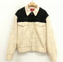 【中古】クリームソーダ CREAM SODA 当時物 ヴィンテージ KASURI JACKET ギャバジン ウール カスリ柄 ジャケット ロカビリー オフホワイト ブラック メンズ 【ベクトル 古着】 250422