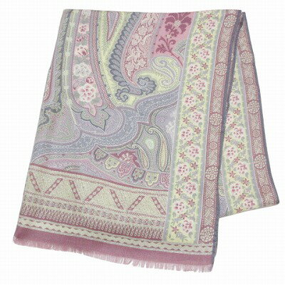 【中古】エトロ ETRO ストール フリンジ ペイズリー柄 花柄 ウール シルク 薄手 ピンク系 X レディース 【ベクトル 古着】 250509