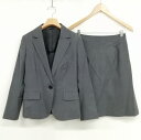 【中古】ザ・スーツカンパニー THE SUIT COMPANY 美品 スカート スーツ セットアップ ジャケット ビジネス フォーマル ストライプ 38 グレー レディース 【ベクトル 古着】 250508