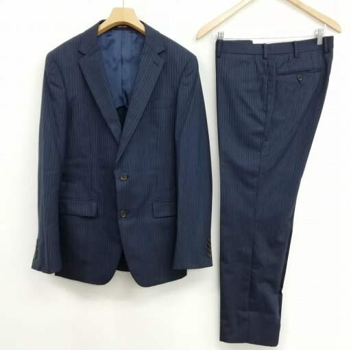 【中古】コムサメン COMME CA MEN ストライプ シングル 2B スーツ セットアップ ジャケット スラックス L ネイビー 紺 メンズ 【ベクトル 古着】 250519 【中古】コムサメン COMME CA MEN ストライプ シングル 2B スーツ セットアップ ジャケット スラックス L ネイビー 紺 メンズ 【ベクトル 古着】 250519