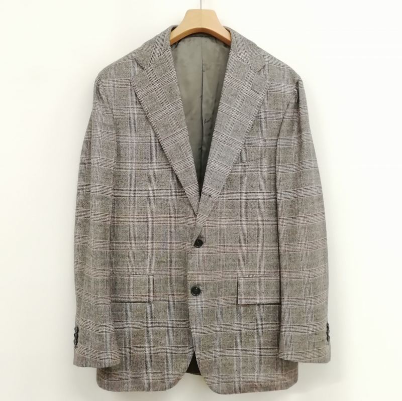 【中古】ベルベスト Belvest バーニーズニューヨーク 別注 チェック シングル 段返り 3B スーツ セットアップ 48 グレー メンズ 【ベクトル 古着】 250529