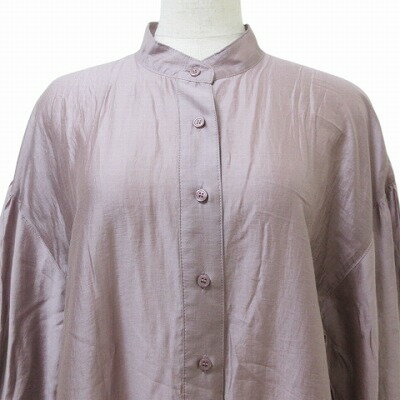 【中古】ドゥアルシーヴ DOUX ARCHIVES 美品 21ss シアーオーガンジーロングシャツワンピース 25111251 長袖 バンドカラー M 紫 パープル X レディース 【ベクトル 古着】 250612