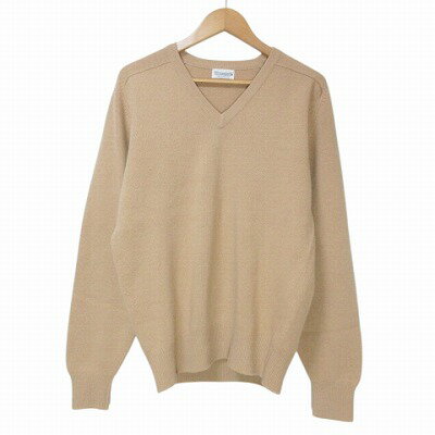 【中古】Yestermorrow Vネック スコットランド製 ニット セーター 長袖 ウール 厚手 40 L相当 ベージュ X メンズ 【ベクトル 古着】 250616