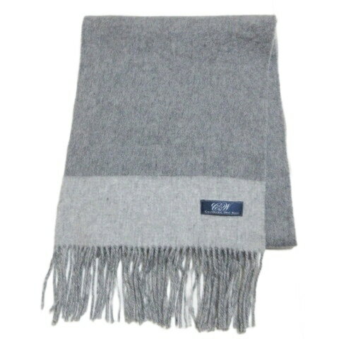 【中古】C&W カシミヤ&ウールマフラー 美品 京都洋傘ショール商工業協同組合 フリンジ グレー X 【ベクトル 古着】 250825