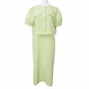 【中古】ナチュラルビューティーベーシック NATURAL BEAUTY BASIC 22SS ステッチワークセットアップ 017-3155403/017-3140403 半袖 シャツブルゾン Iラインキャミワンピース ロング S M 黄 イエロー X レディース 【ベクトル 古着】 250708