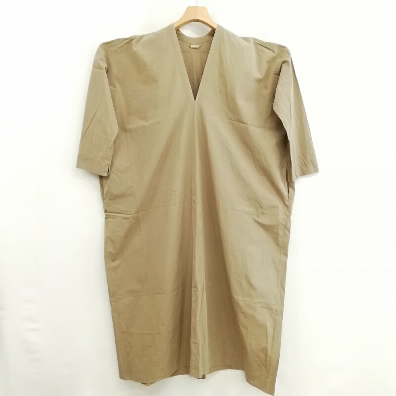 【中古】アーツ&サイエンス ARTS & SCIENCE ARTS&SCIENCE 18SS Flat long dress Special cotton broad Vネック フラット ロング マキシ ドレス ワンピース 1 カーキ系 レディース 【ベクトル 古着】 250710