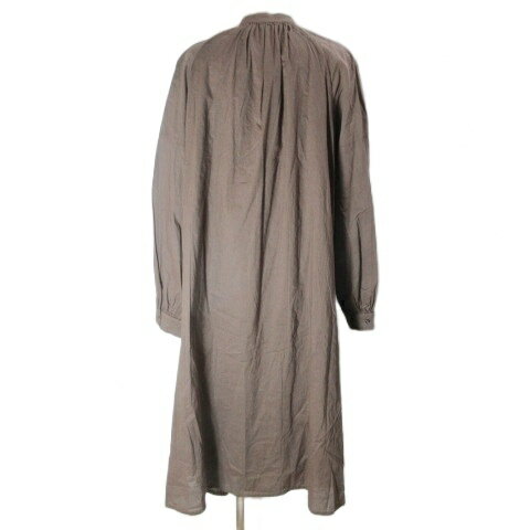 【中古】パーリッシィ PAR ICI シャツワンピース ロング 長袖 バンドカラー 茶 ブラウン フリーサイズ X レディース 【ベクトル 古着】 250815