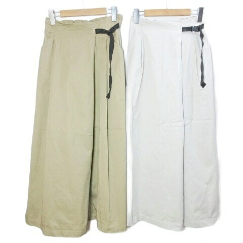 【中古】ニコアンド Niko and.. 美品 タグ付き有り 2点セット CツイルラップタックL SK スカート ロング 色違い サイドバックル M アイボリー...