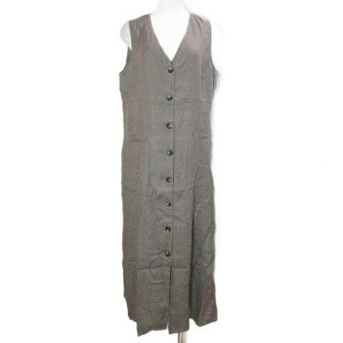 【中古】ジグソー JIGSAW 大きいサイズ リネン ワンピース ロング ノースリーブ Vネック 日本サイズLL..