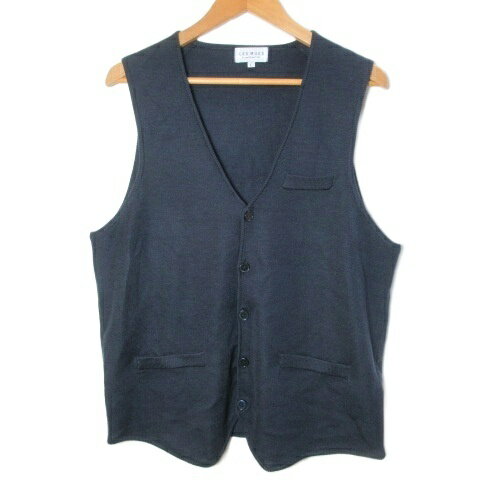 【中古】レミュー LES MUES 美品 ニットジレ ベスト 前開き ミラノリブ Vネック ウール混 ビジネス カ..