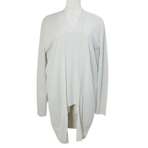 【中古】アイシービー iCB シンセティックフルニードル アンサンブルニット 薄手 プルオーバー カーディガン ボタンレス 長袖 バイカラー 日本サイズM相当 ライトグレー ホワイト /X レディース 【ベクトル 古着】 251129