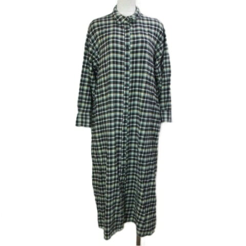 【中古】アーバンリサーチ ドアーズ URBAN RESEARCH DOORS ネルカラーチェックシャツワンピース DR27-26E112 ロング 長袖 M ミント 茶 紺 白 黄 /X レディース 【ベクトル 古着】 260211