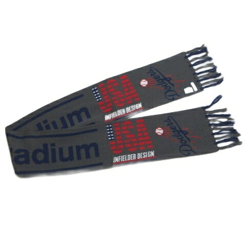 ブランド古着ベクトルプレミアム店の【中古】インフィールダーデザイン INFIELDER DESIGN マフラー MLB STADIUM MUFFLER ロサンゼルス ドジャース フリンジ ロゴ 日本製 グレー系 /X メンズ 【ベクトル 古着】 260228｜アングル3